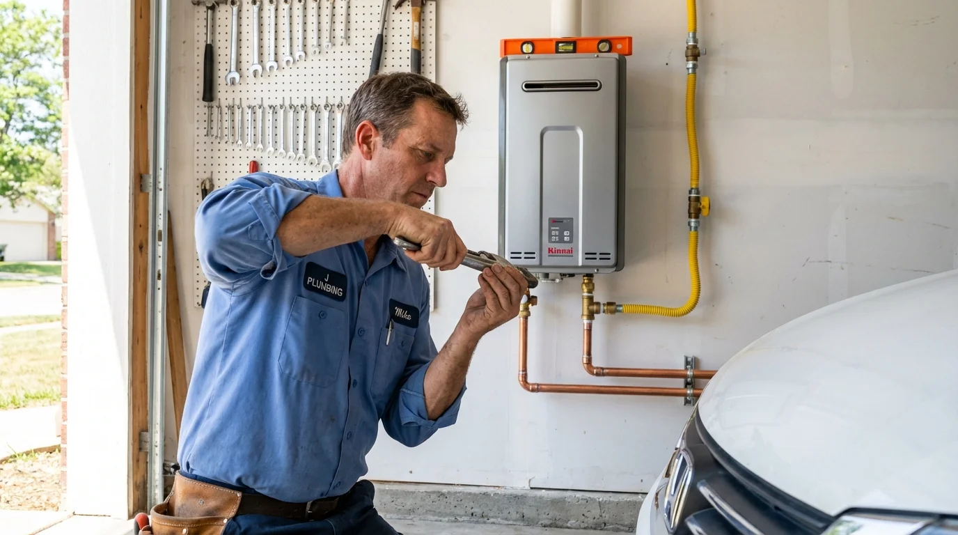Tankless water heater installation by a Johns Plumbing LLC plumber in Irvine